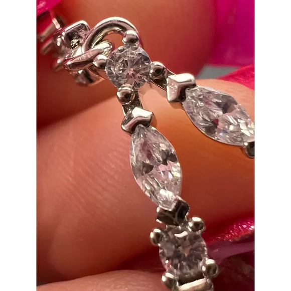 Open teardrop CZ sterling silver dangle earrings - Picture 11 of 11